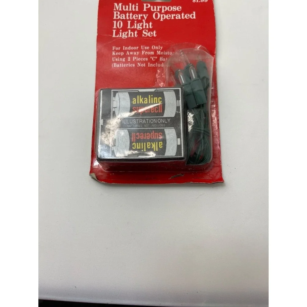ED Holiday String Lights White 10 Ct Indoor Battery Operated 2 PC.